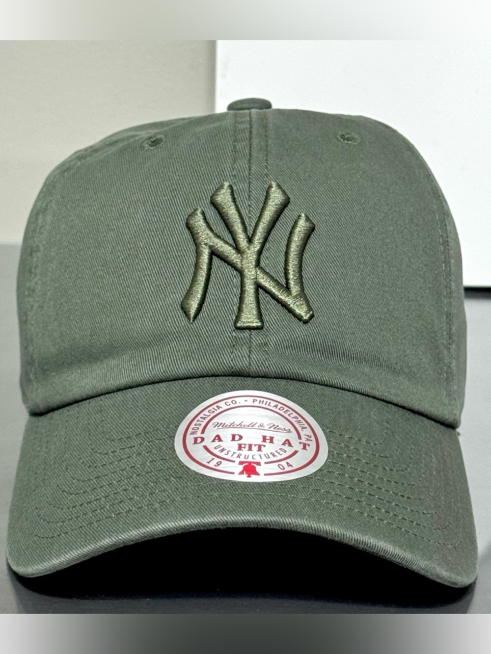Mitchell & Ness MLB NY Yankees Tonal Logo Dad Hat, MOSS GREEN